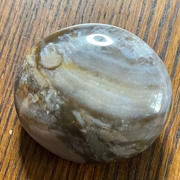 Ocean Jasper palm stone crystal natural agate agatized white brown green - Picture 4 of 8
